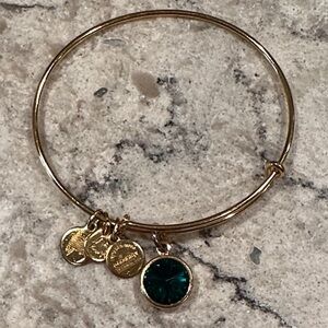 Alex and Ani Gold and Emerald Charm Bracelet